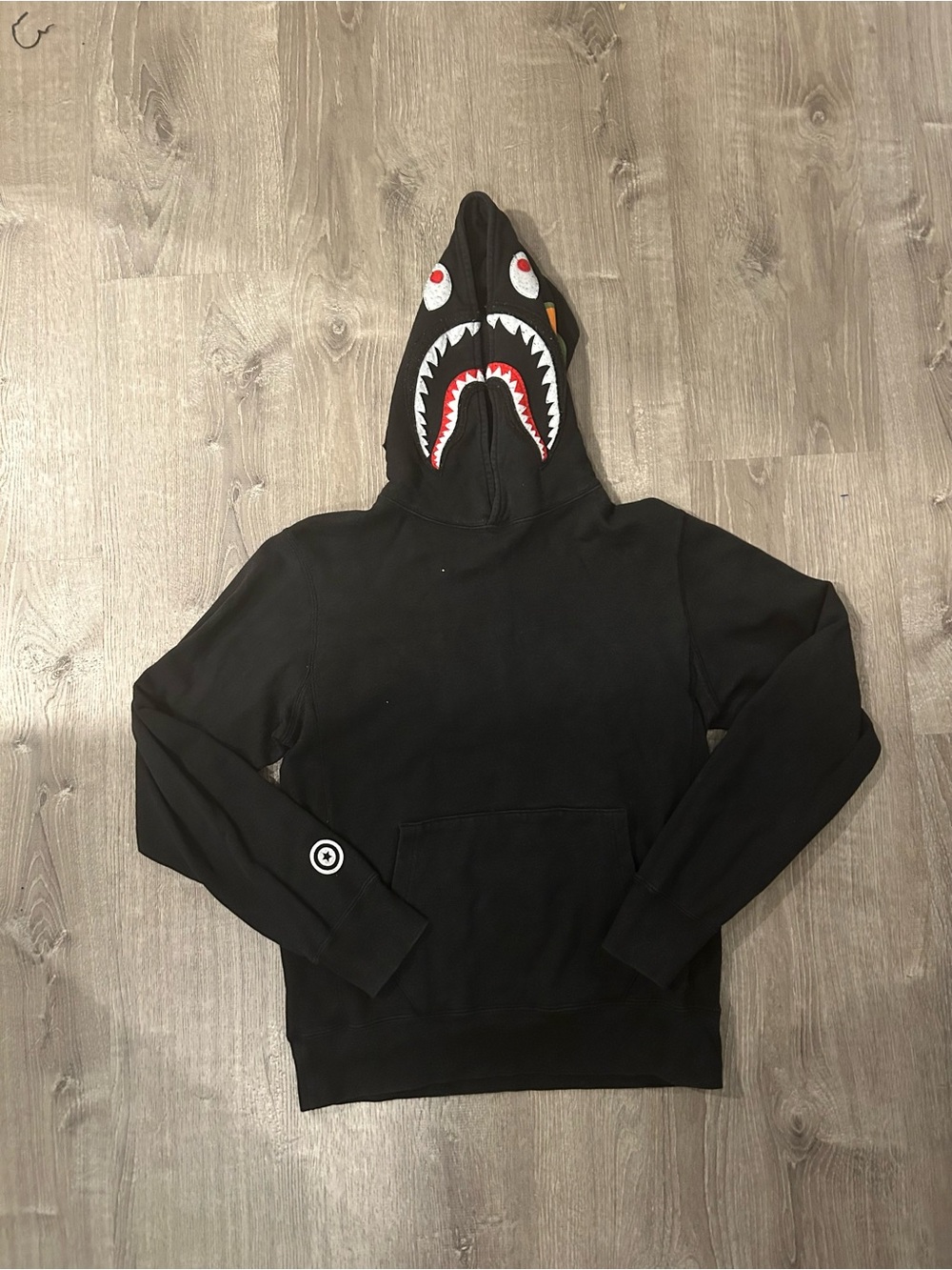A Bathing Ape WGM Men's Black Shark Hoodie BAPE